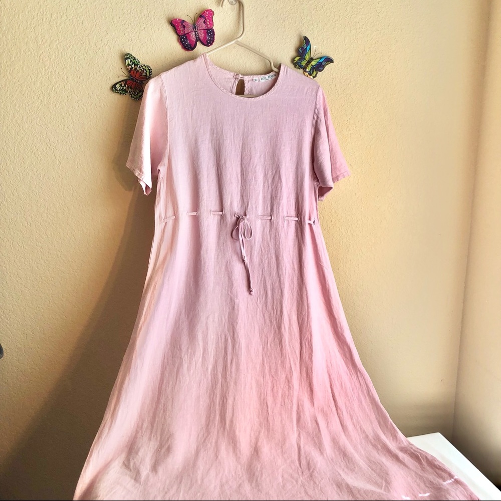 Russ Berens 100% Linen Maxi Dress, Small, pink, modest, EUC, pet/smoke free home